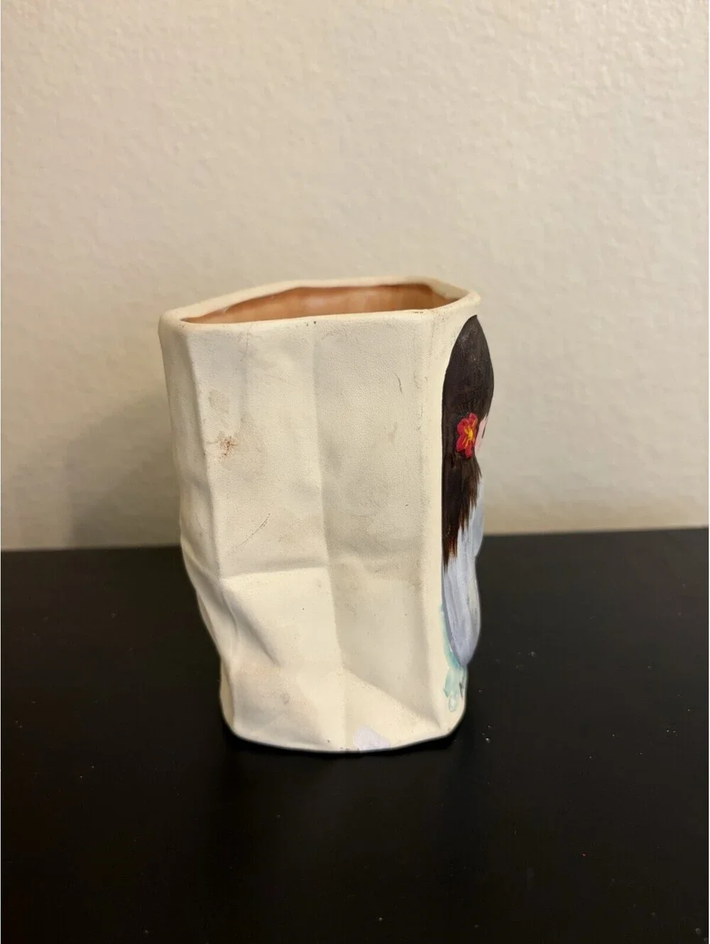 VTG De Grazia, Luminary Candle Holder, 4.5” ceramic Hand Painted